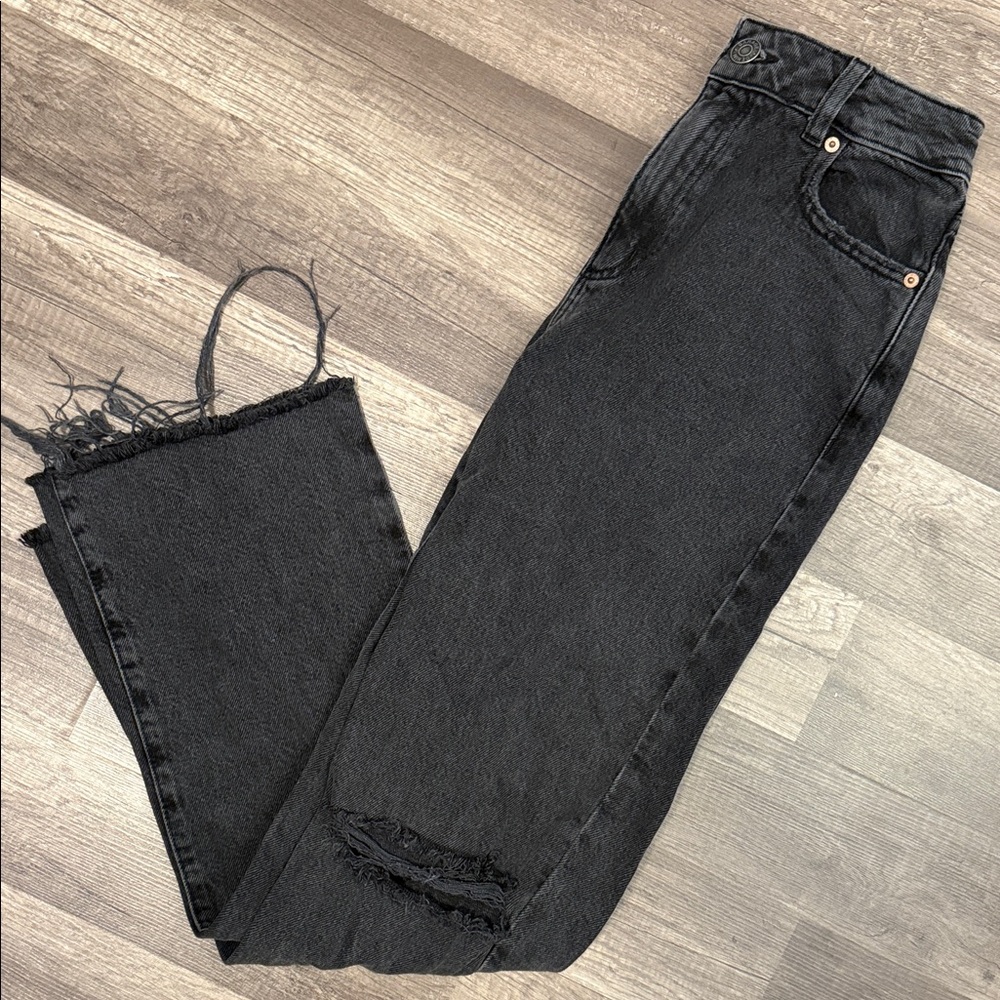 Garage Denim Sz 25 Black Distressed Women's straight leg Jeans
